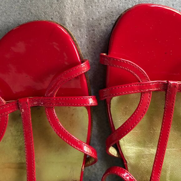 Prada Red Patent Leather Sandals. - Picture 4 of 7